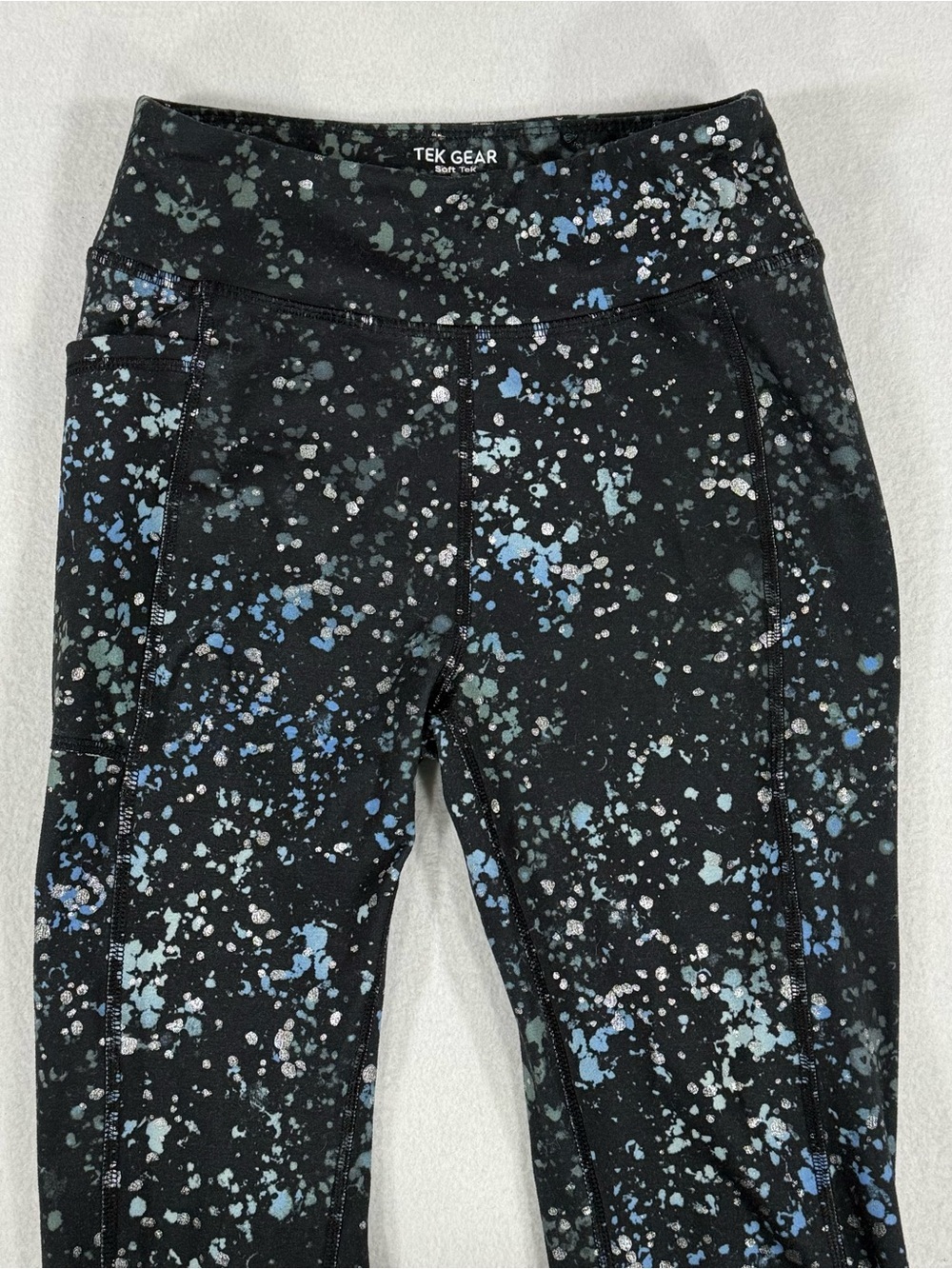 Tek Gear Girls’ Athletic Leggings Metallic Printed Size Large 10/12 Activewear